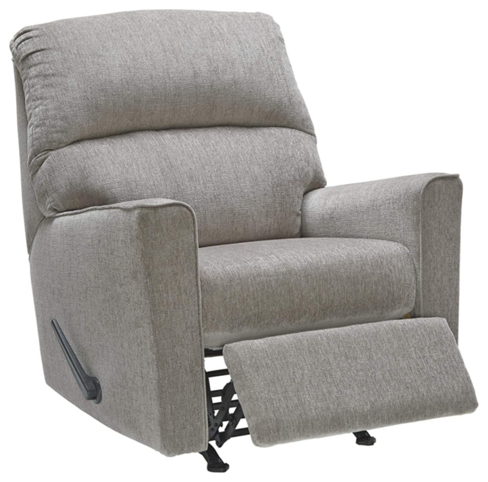 Elegant Recliner Chair  Rocker Function With Padded Tufted Backrest  Light Gray   Transitional   Recliner Chairs   by Declusia  Houzz