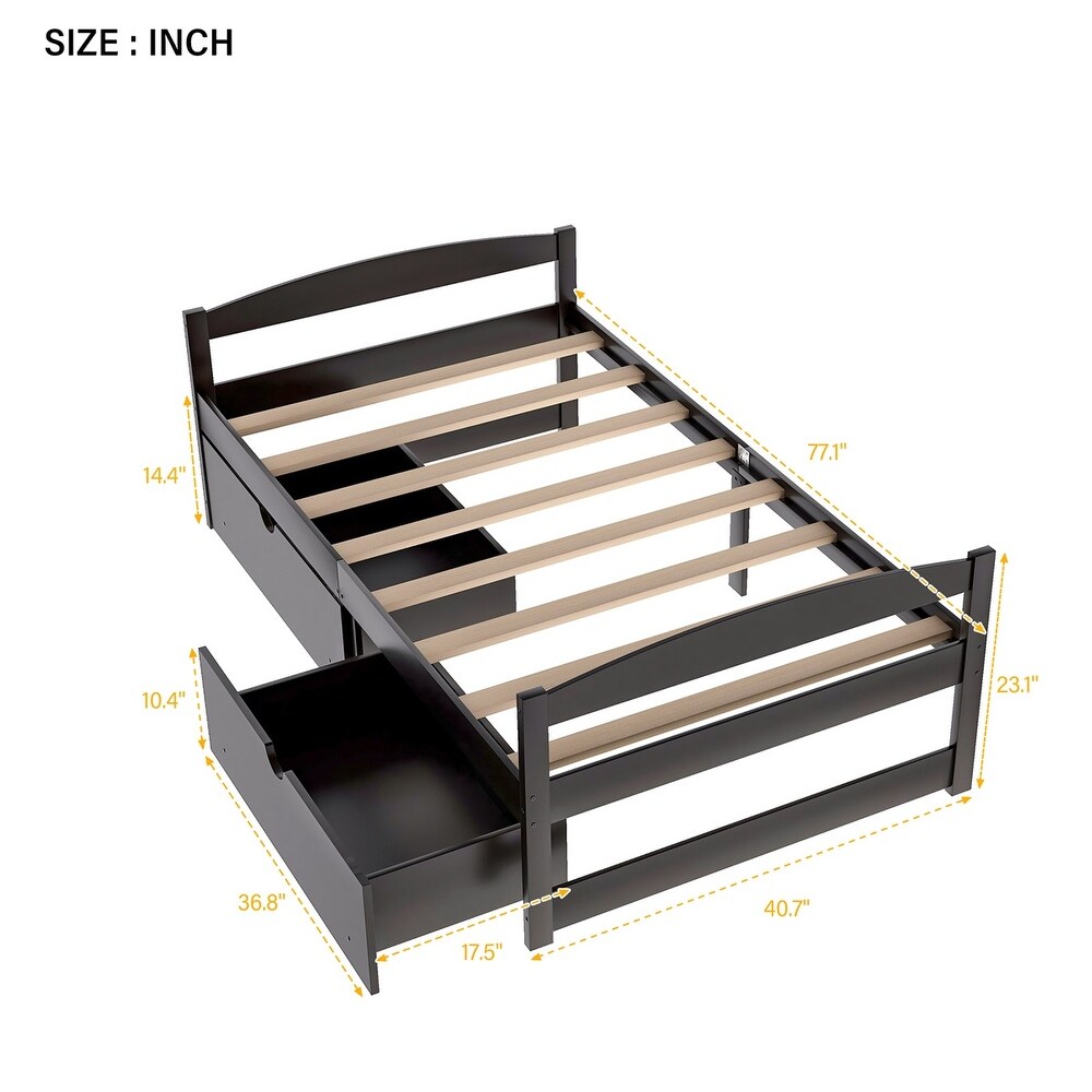 Harper   Bright Designs Twin Platform Bed with Two Drawers