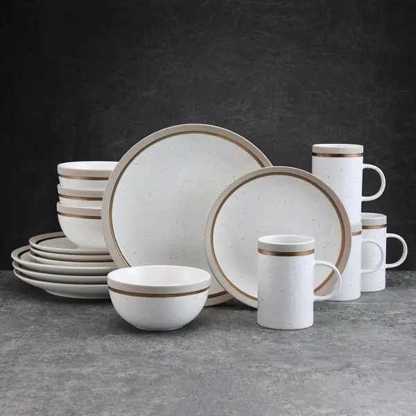 Pfaltzgraff 16-Piece Ezra Taupe Dinnerware Set