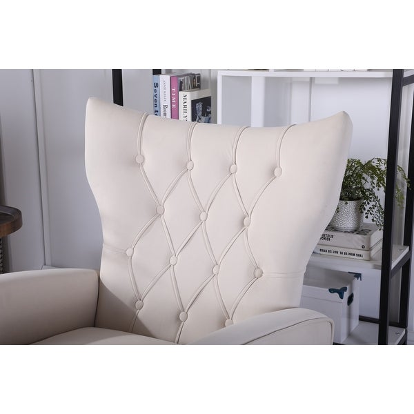 Velvet Tufted Rocking Chair High Back Accent Chair Padded Upholstered Arm Chair， Livingroom Single Sofa Lounge Chair Armchair