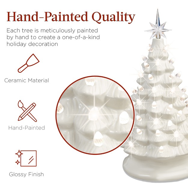 Best Choice Products 15in Ceramic Christmas Tree Pre lit Hand painted Holiday Decor W 64 Lights