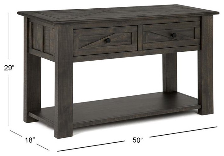 Classic Console Table  Pine Frame With Open Shelf  ampDrawers  Weathered Charcoal   Rustic   Console Tables   by Decor Love  Houzz