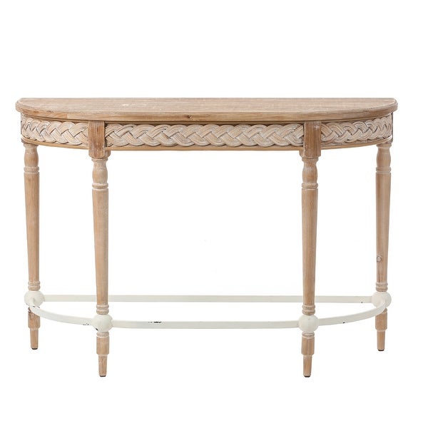 Natural Wood Half Moon Console and Entry Table - 29.9