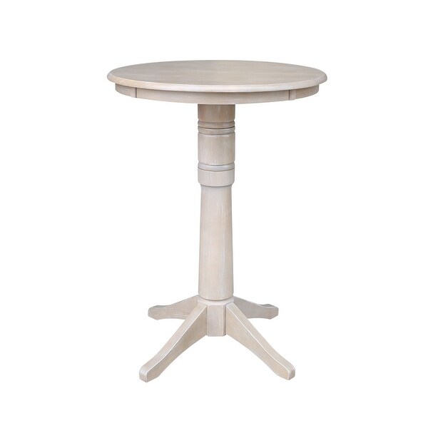 30-in. Round Washed Grey Taupe Wood Pedestal Table