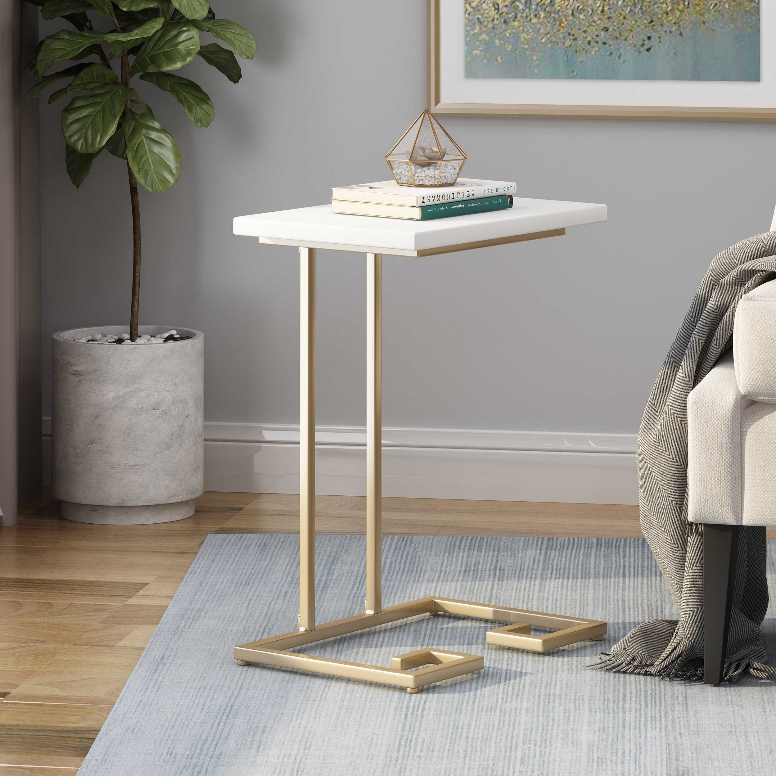 Arkin Modern Glam Faux Wood End Table