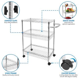 mount-it! 3-Tier Metal Rolling Utility Cart MI-7860