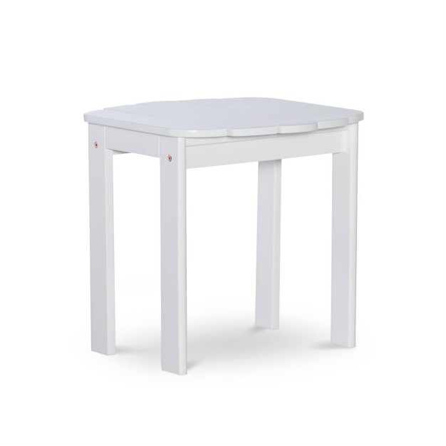 Outdoor Acacia Wood Oval Adirondack Accent Table White Linon