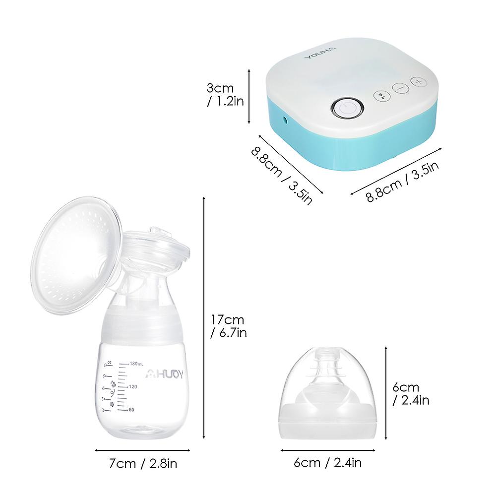 White Youha Portable Single Electric Breast Pump Memory Function Massage and Expression and Mixed 3 Modes 9 Levels Each Mode Rechargeable and Quiet Breastfe