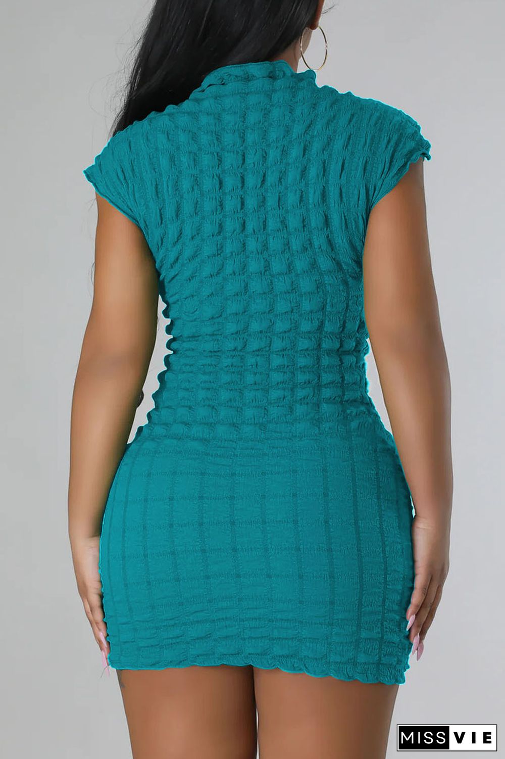 Lake Blue Sexy Solid Patchwork O Neck Pencil Skirt Dresses