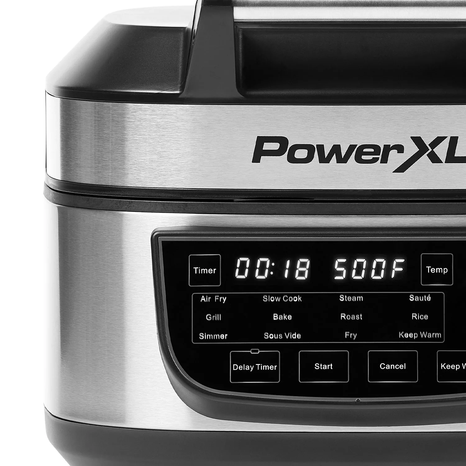 PowerXL Grill Air Fryer Combo 6 QT 12-in-1 Indoor Grill， Air Fryer， Slow Cooker， Roast， Bake， 1550-Watts， Stainless Steel Finish (Standard)