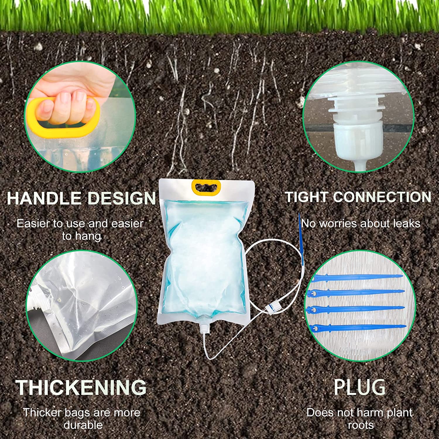 5Pcs Plant Drip Bag， Plants Automatic drip Irrigation with Valve Kits，for Plant Flower Life House Device Watering System