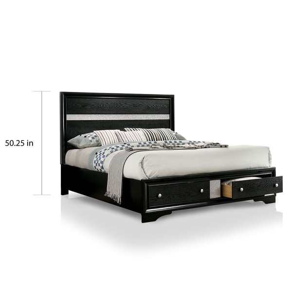 Furniture of America Manzini Black 2-piece Bed and Dresser Set - - 30374655