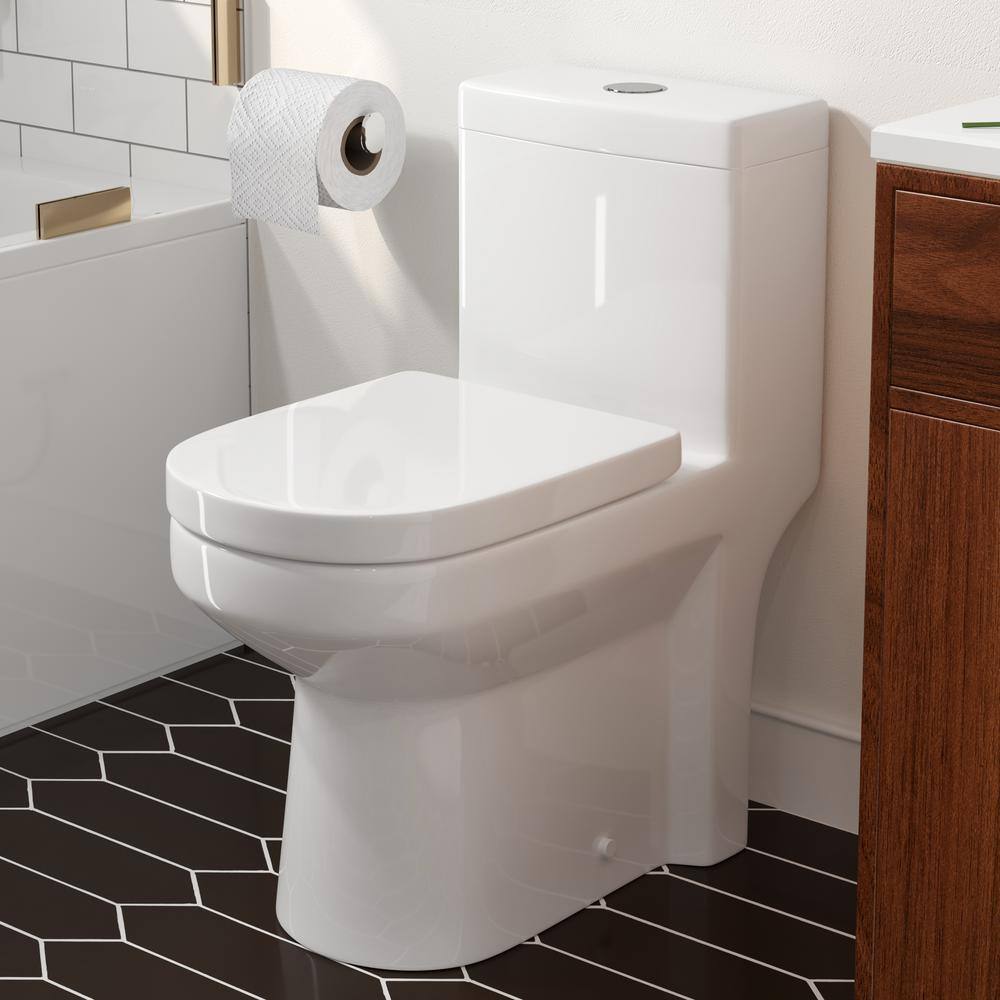 HOROW 1-piece 0.81.28 GPF Dual Flush Round Toilet in White with Seat Included HR-0033S