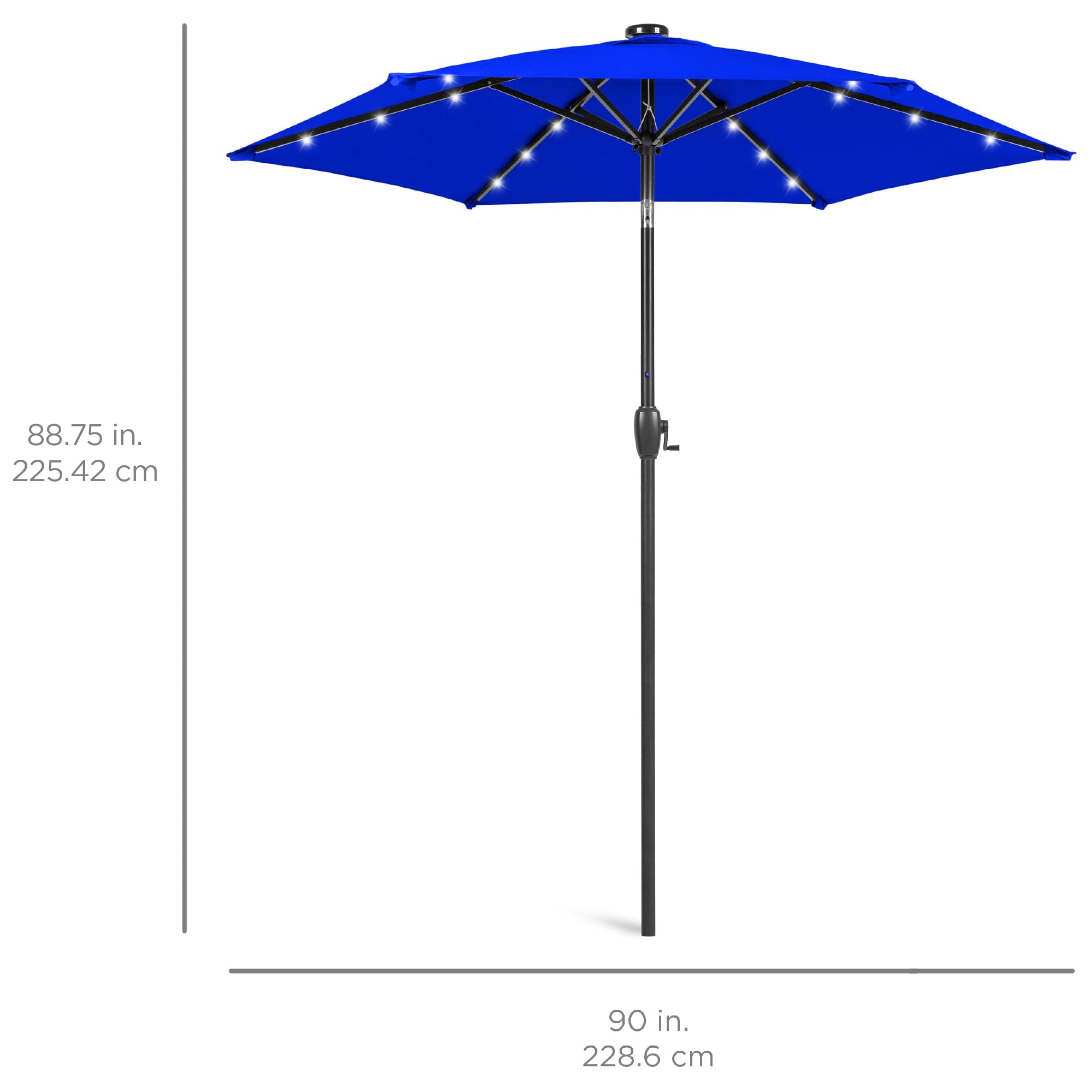 Best Choice Products 7.5ft Outdoor Solar Patio Umbrella for Deck, Pool w/ Tilt, Crank, LED Lights - Resort Blue