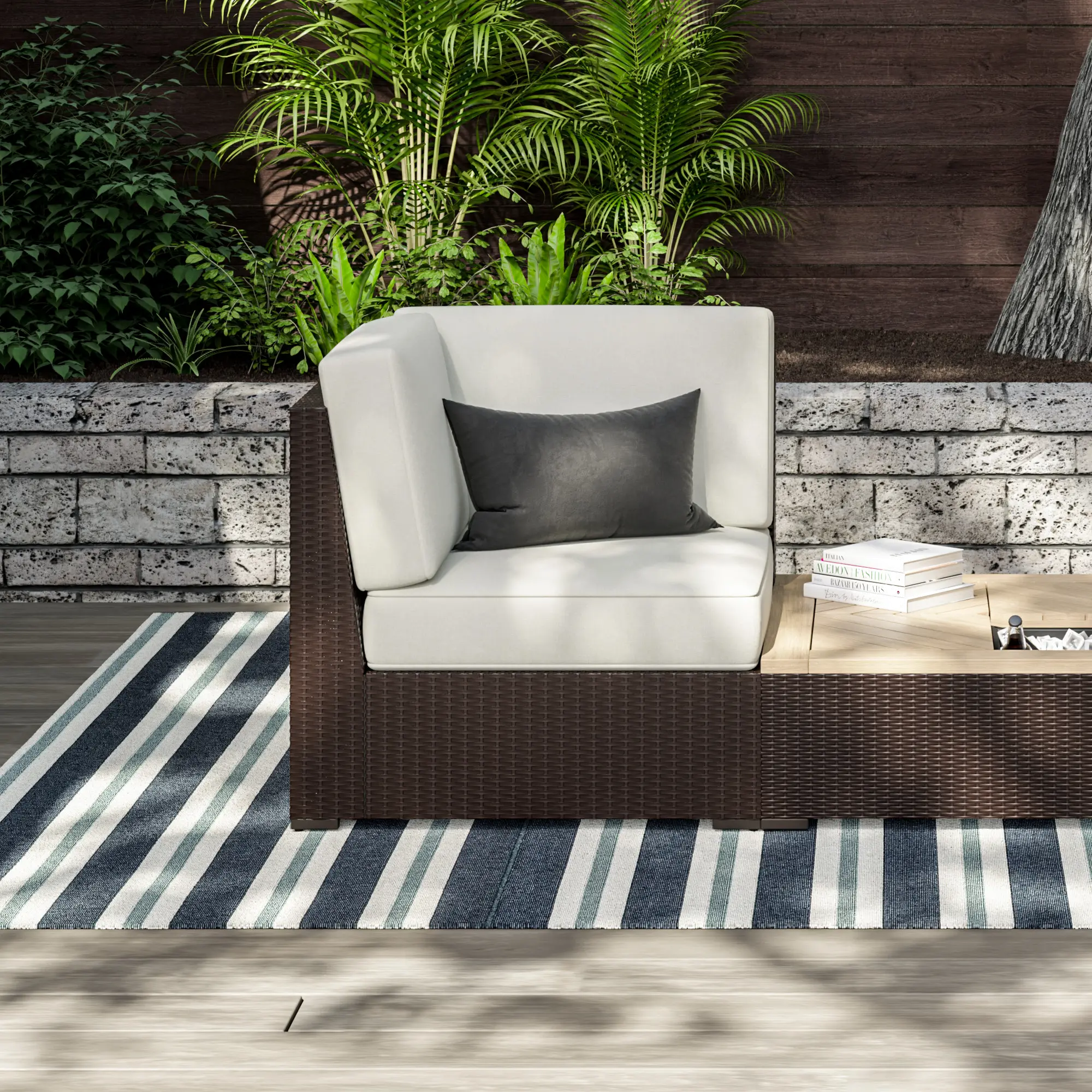 Palm Springs Brown Outdoor Sectional Side Chair