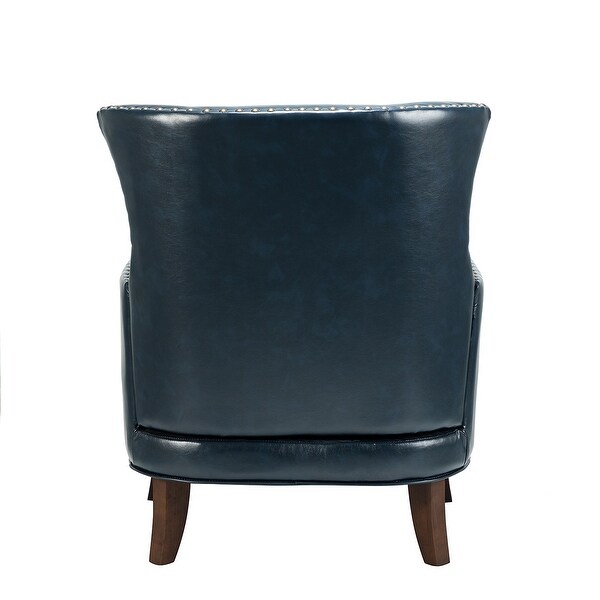 Anatole Modern Leather Wingback Arm Chair with Nailhead Trim by HULALA HOME