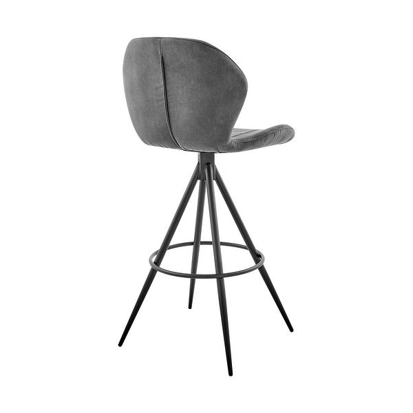 Catalina Counter or Bar Height Stool in Charcoal Fabric and Black Finish