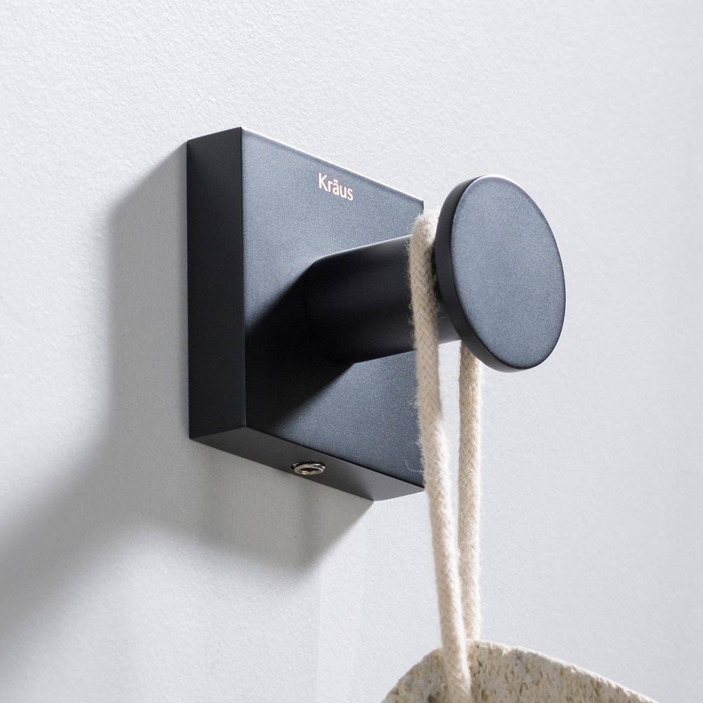 KRAUS Ventus Bathroom Robe and Towel Hook in Matte Black KEA-17701MB