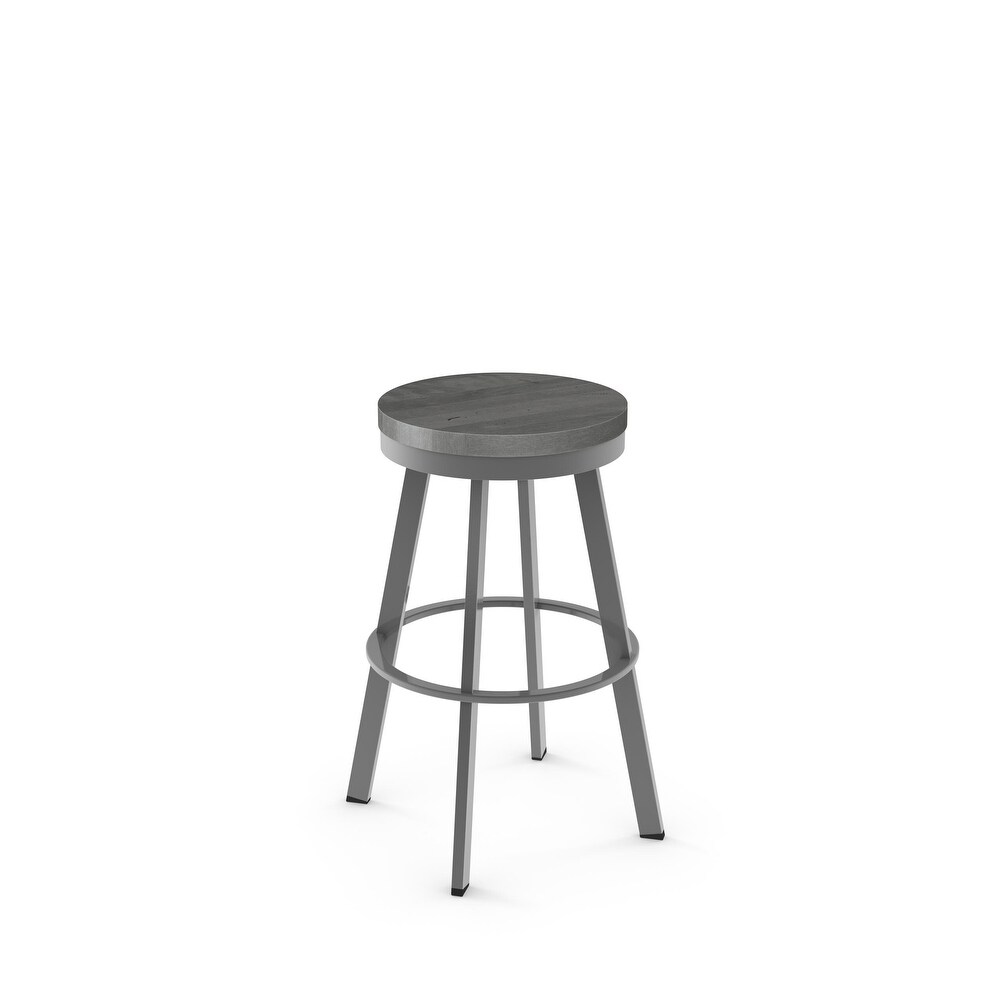 Amisco Warner Swivel Counter Stool with Distressed Wood Seat