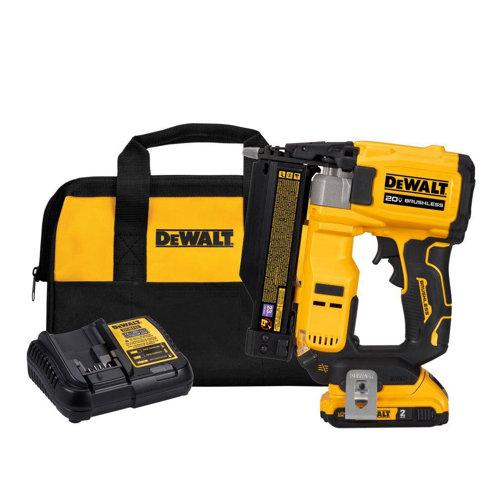 DW ATOMIC 20V MAX Lithium Ion Cordless 23 Gauge Pin Nailer Kit and 1 12 in. x 23 Gauge Pin Nails  2000 Pieces DCN623D1W23150