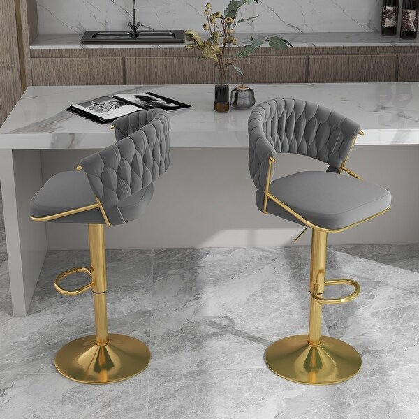 2 Set Modern Bar Stools with Velvet Seat