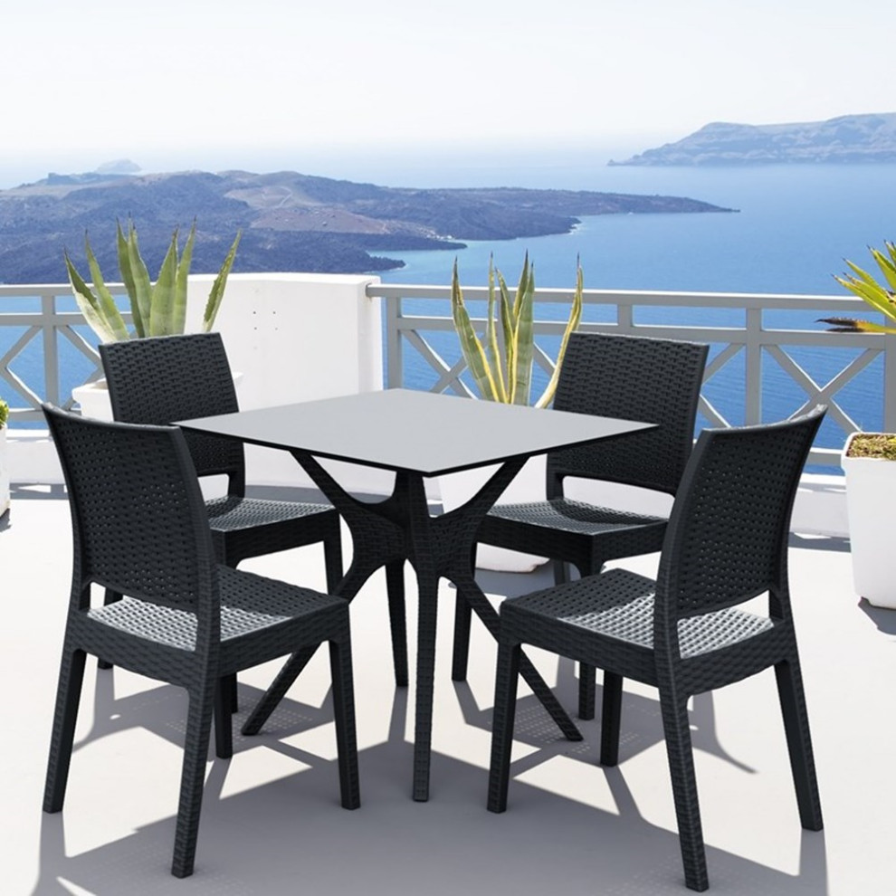 Compamia Ibiza 31 quotSquare Patio Dining Table in White   Tropical   Outdoor Dining Tables   by Homesquare  Houzz