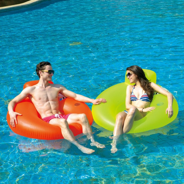 Inflatable 1 person Water Sofa Swimming Pool Inner Tube Lounger Float Neon Yellow