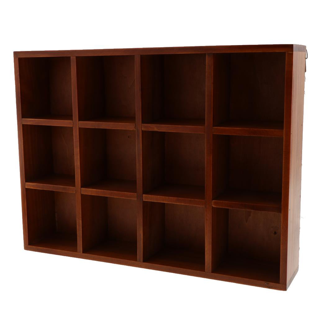 Rustic Wooden Wall Shelf Shadow Box Display rack and shelf Storage Unit DIY Decoration, 40x30x7.8cm Brown