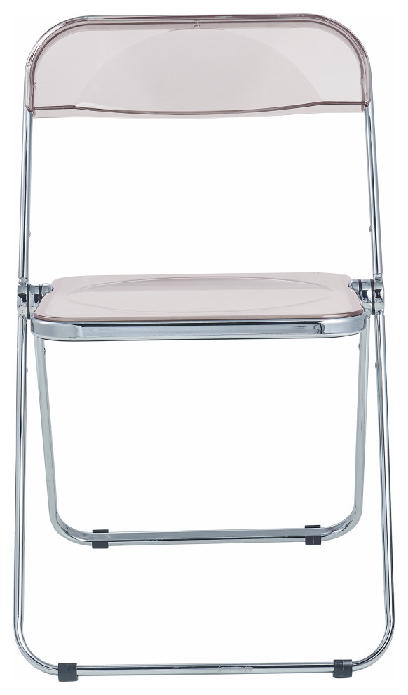 Lawrence Acrylic Folding Chair With Metal Frame  Set of 2  Rose Pink  LF19PK2   Contemporary   Folding Chairs And Stools   by Timeout PRO  Houzz