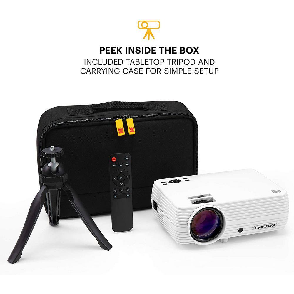 Kodak FLIK X4 800 x 480 LCD Small Home Theater Projector Portable Projector with 100 Lumens RODPJSX5P480