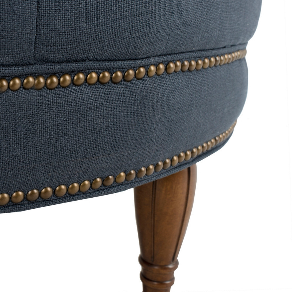 Joan Round Linen Ottoman   Traditional   Footstools And Ottomans   by Rustic Home Furniture Deco  Houzz