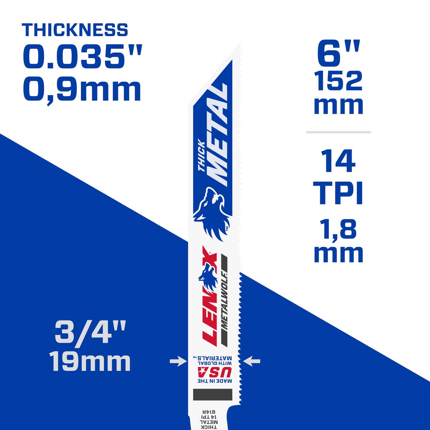 LENOX METALWOLF 6 in. Bi-Metal WAVE EDGE Reciprocating Saw Blade 14 TPI 1 pk