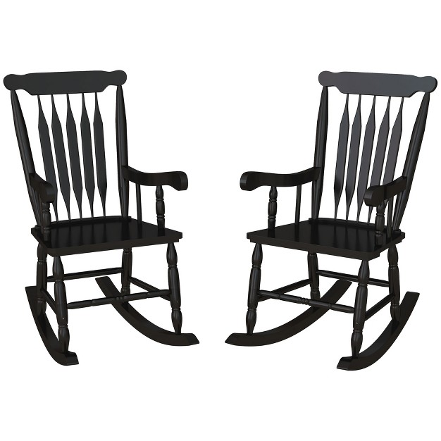 Outsunny Outdoor Wood Rocking Chair 350 Lbs Porch Rocker With High Back For Garden Patio Balcony