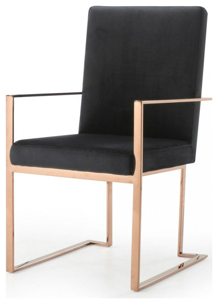 Black Rosegold Velvet Dining Chair   Contemporary   Dining Chairs   by HomeRoots  Houzz