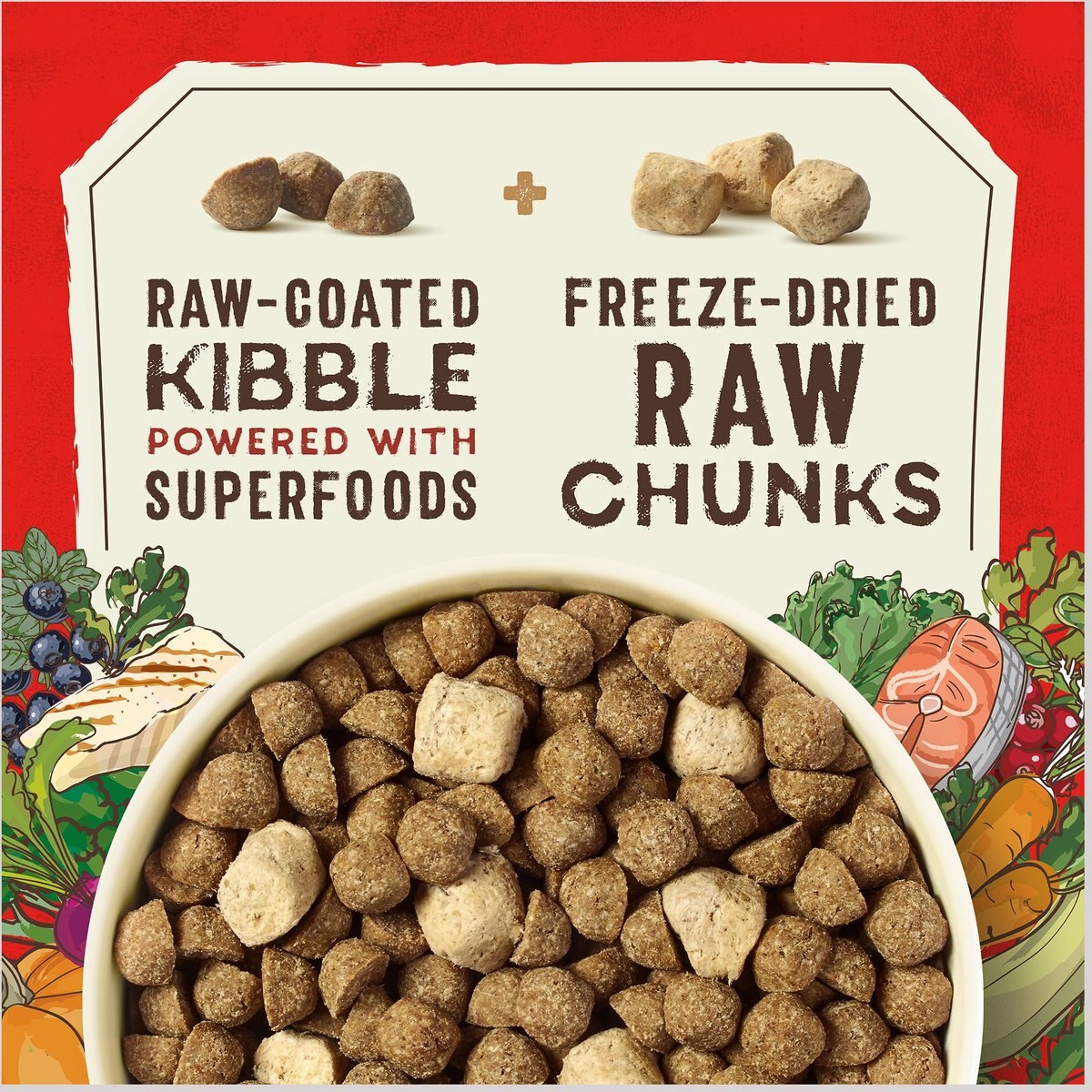 Stella and Chewy's SuperBlends Raw Blend Wholesome Grains Wild-Caught Whitefish and Salmon Recipe with Superfoods Dry Dog Food