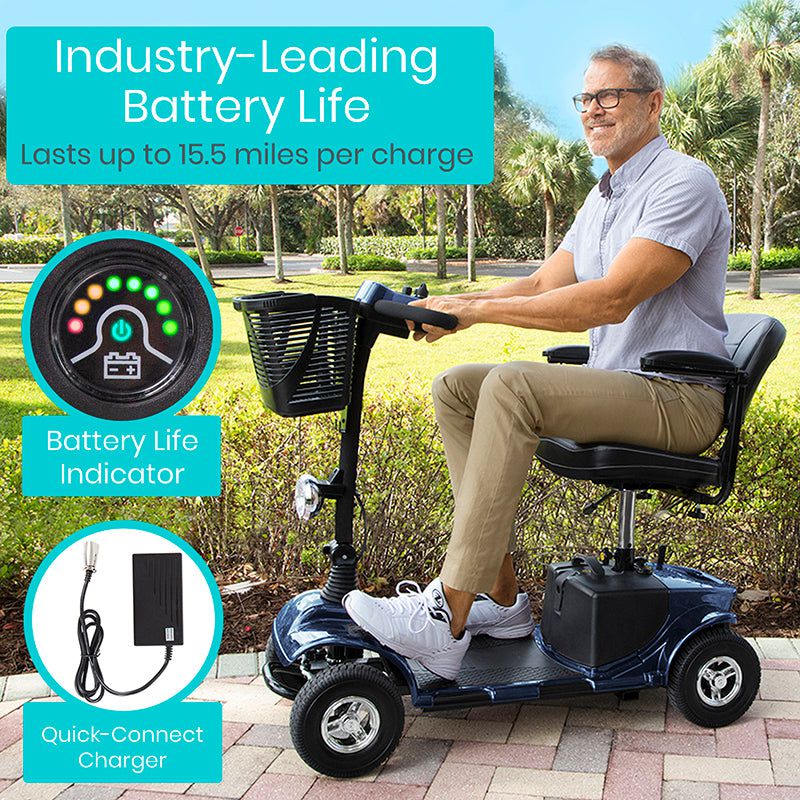 Vive Health Series A - Lightweight Folding Mobility Scooter  - Long Range with Comfort Swivel Seat