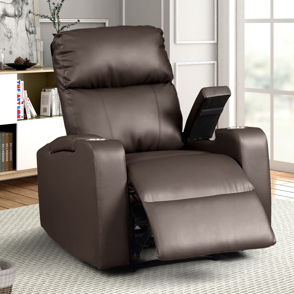 Modern Terry Upholstered Faux Leather Power Recliner Chair