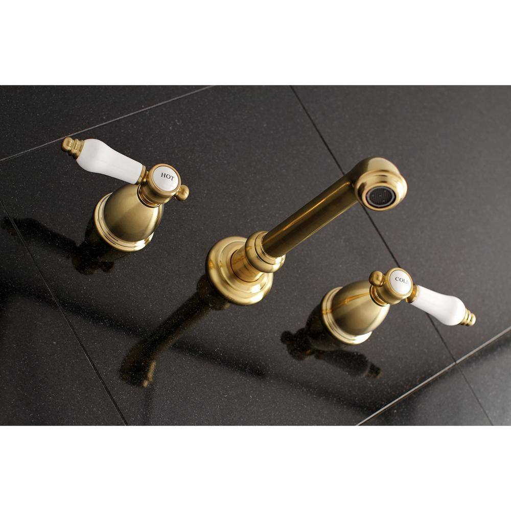 Kingston Brass Bel-Air 2-Handle Wall Mount Bathroom Faucet in Brushed Brass HKS7127BPL