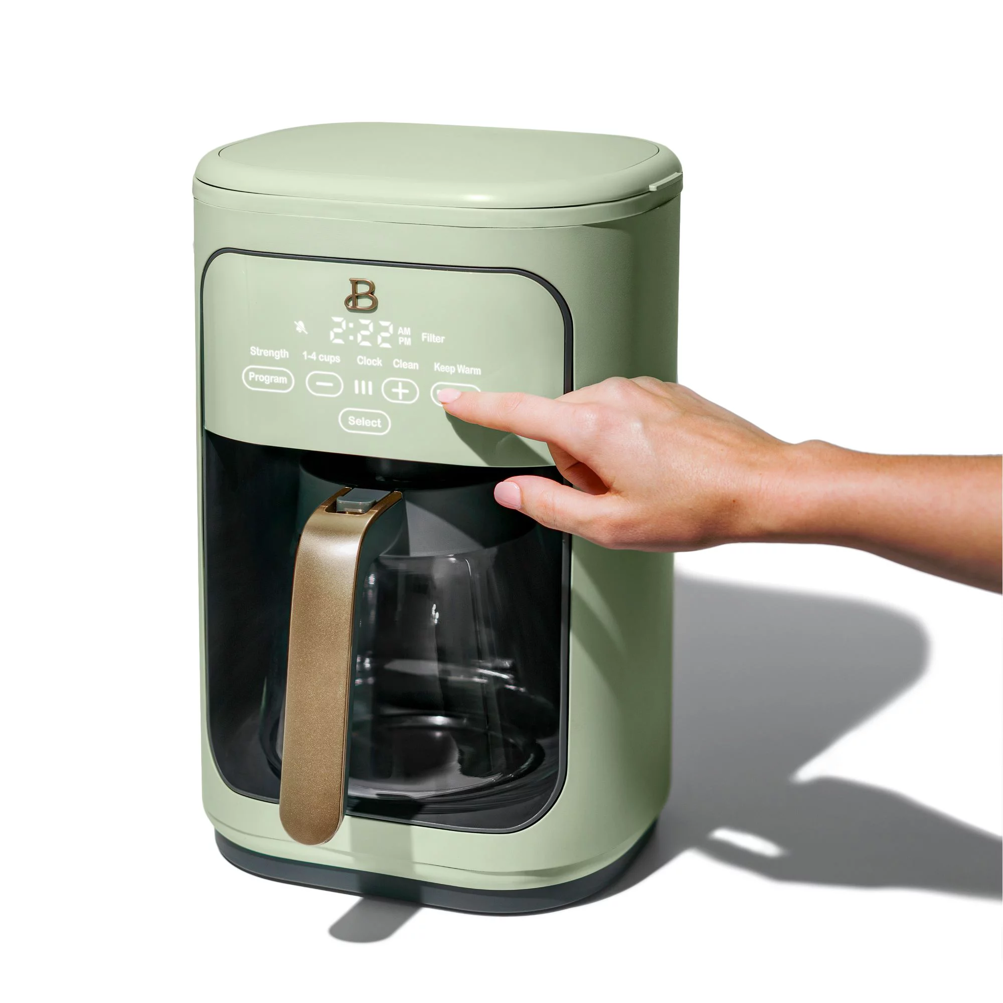 Beautiful 14 Cup Programmable Touchscreen Coffee Maker， Sage Green by Drew Barrymore