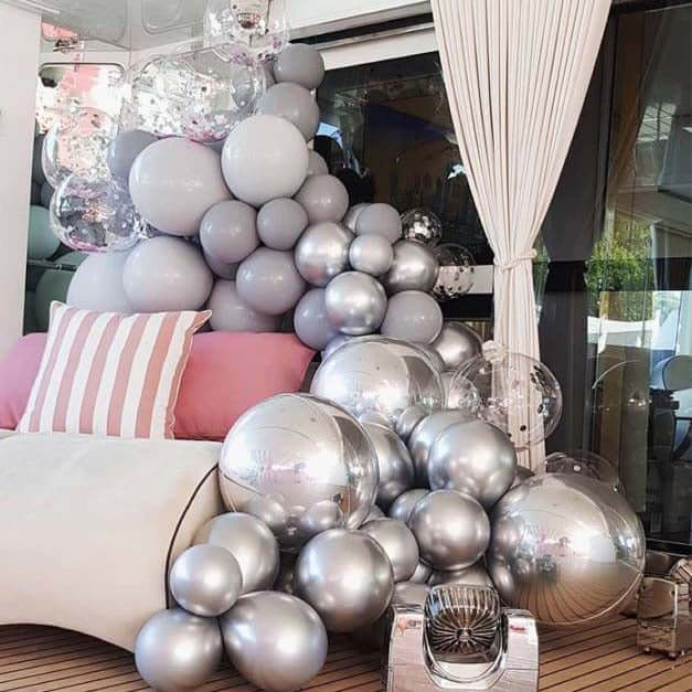 25 Pack Metallic Chrome Gold Latex Helium or Air Party Balloons 12