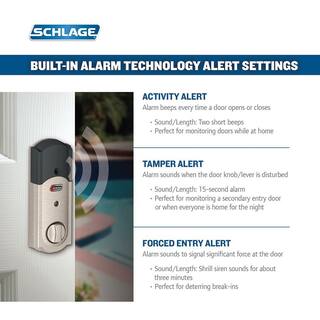 Schlage Camelot Bright Chrome Electronic Connect Smart Deadbolt with Alarm - Z-Wave Plus Enabled BE469ZP CAM 625