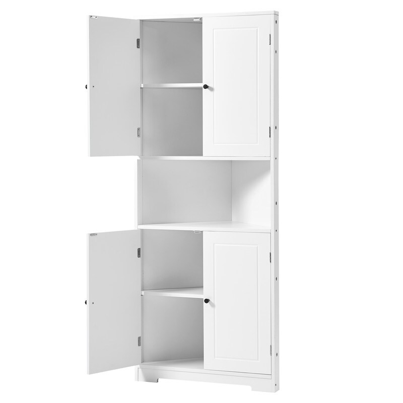 Corner Cabinet Bathroom Storage Cabinet with Doors and Adjustable Shelf