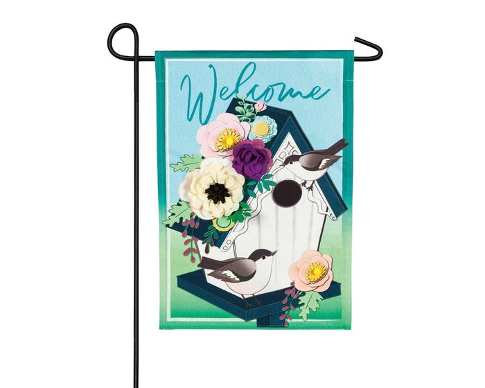 Evergreen Garden Birdhouse Garden Linen Flag - 14L9039