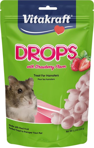 Vitakraft Drops Strawberry and Yogurt Hamster Treats， 5.3-oz bag