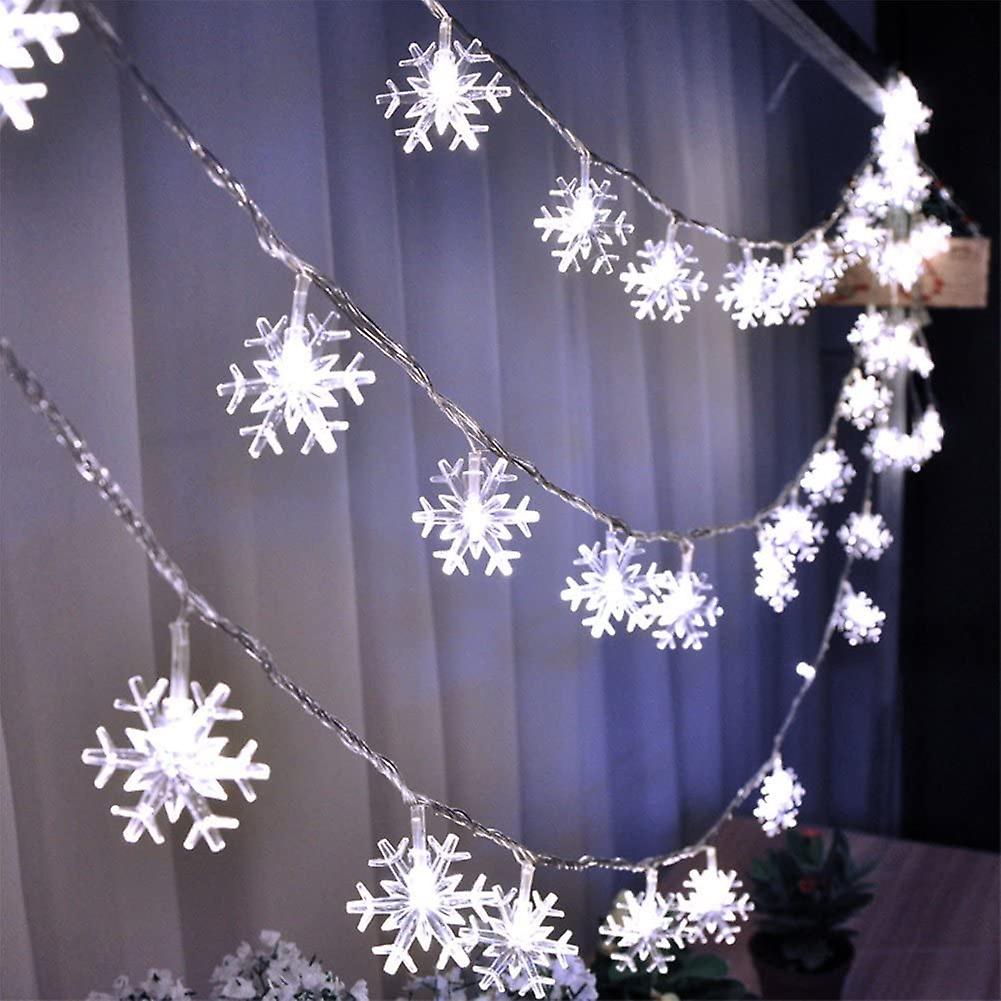 16ft / 40led Christmas Snowflake String Light Fairy Lights For Party， Wedding， Interior， Garden， Festival (white)