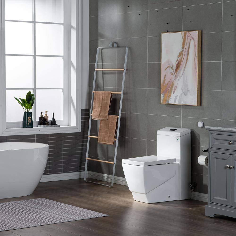 WOODBRIDGE Modern 1-Piece 1.28 GPF High Efficiency Dual Flush Square Elongated All-In One Toilet in White Seat Included HB0920MB