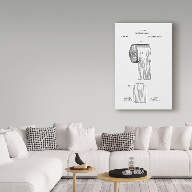 Trademark Fine Art claire Doherty x27 toilet Paper Roll Patent 1891 White x27 Canvas Art