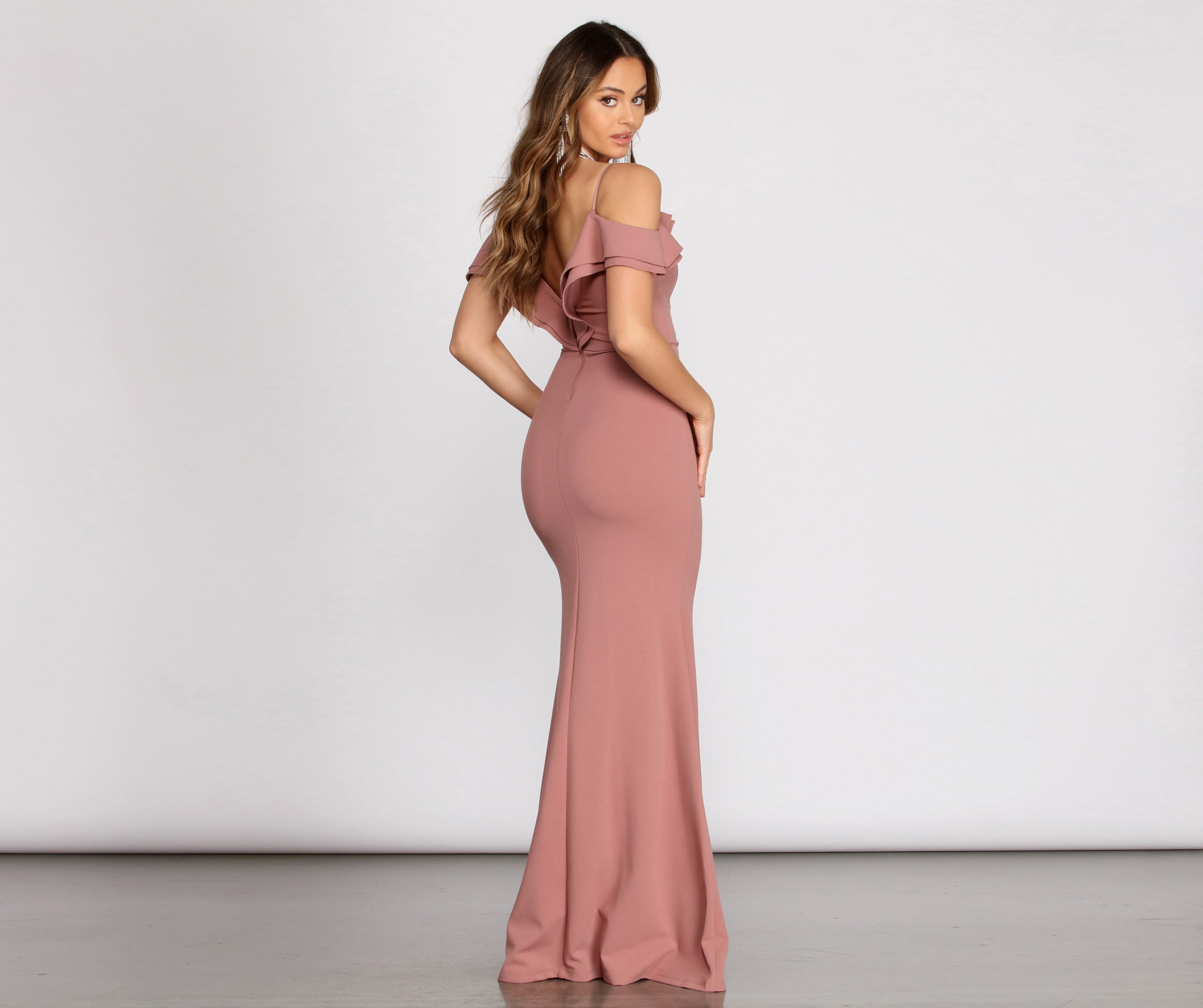 Reese Double Ruffle Off Shoulder Mermaid Dress