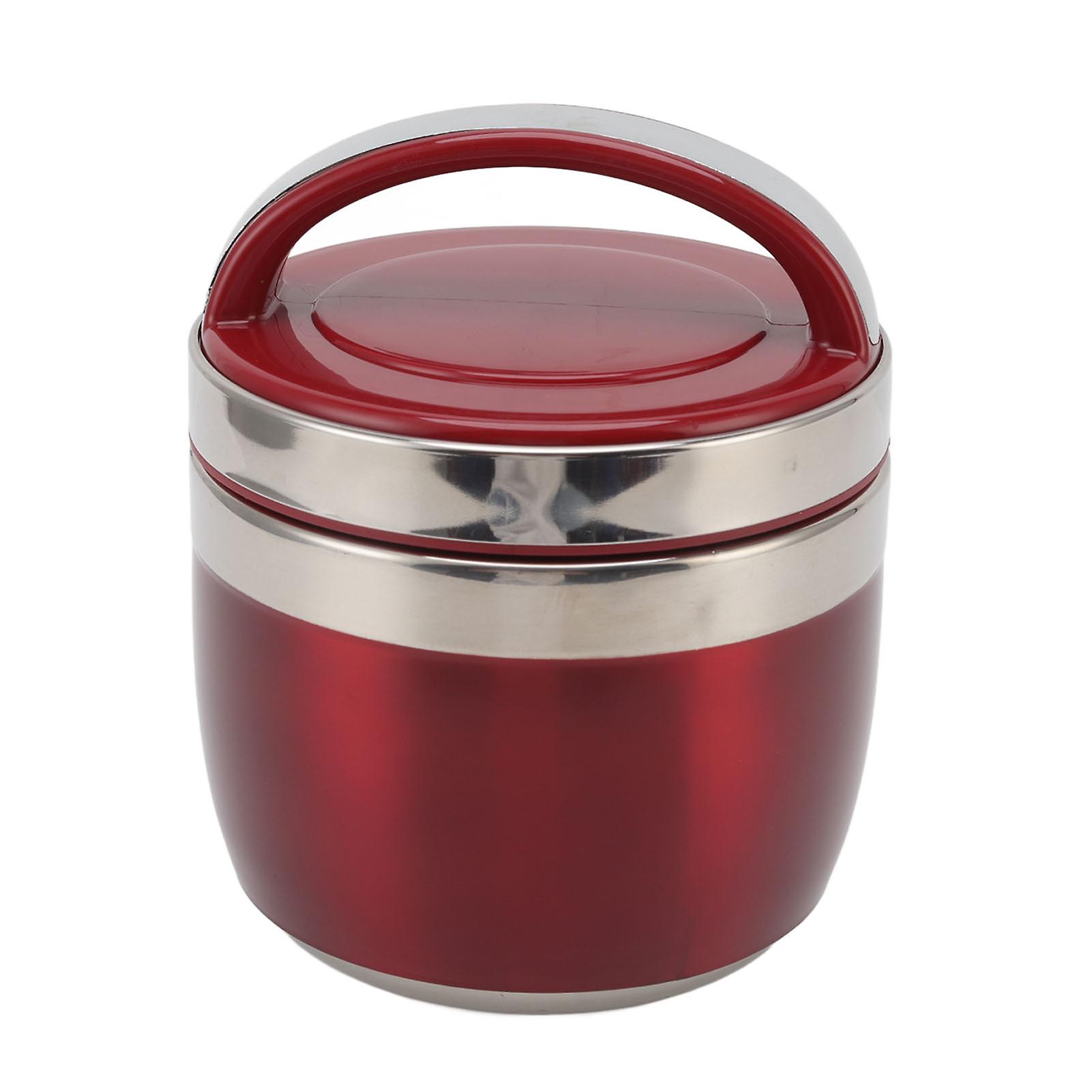 1.5L Vacuum Lunch Box 304 Stainless Steel Insulated Food Container Portable Bento Box for Student Office Worker Red