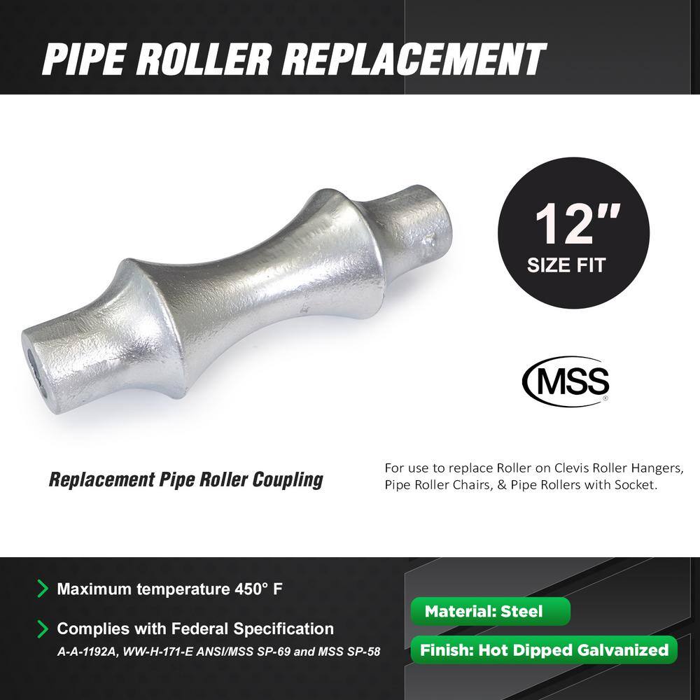 The Plumber's Choice 12 in. Galvanized Steel Hot Dipped Pipe Roller Replacement (5-Pack) IE12-ISTQ-5